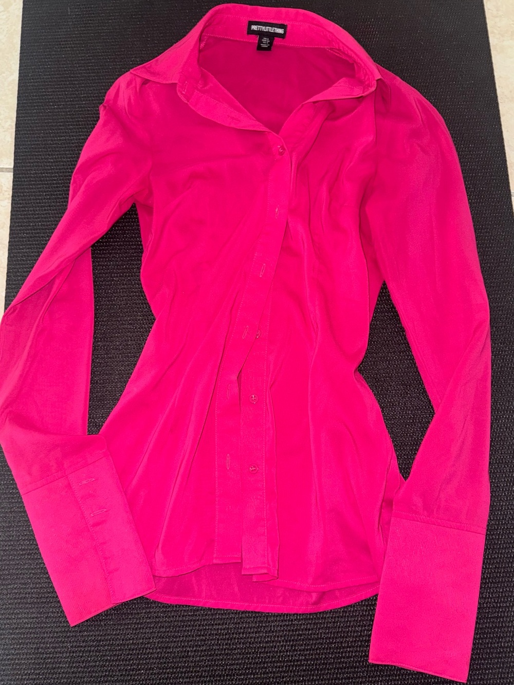 PrettyLittleThing Barbie Hot Pink Chiffon Button-Down Shirt